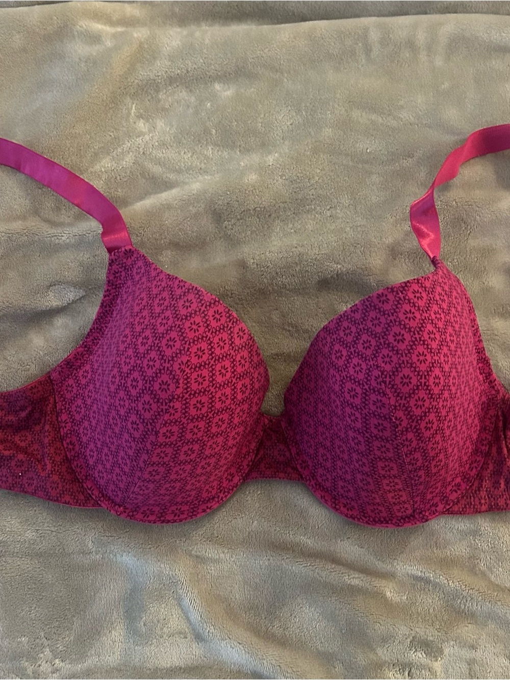 Source Unknown Fuchsia Pink Patterned Push-Up Bra